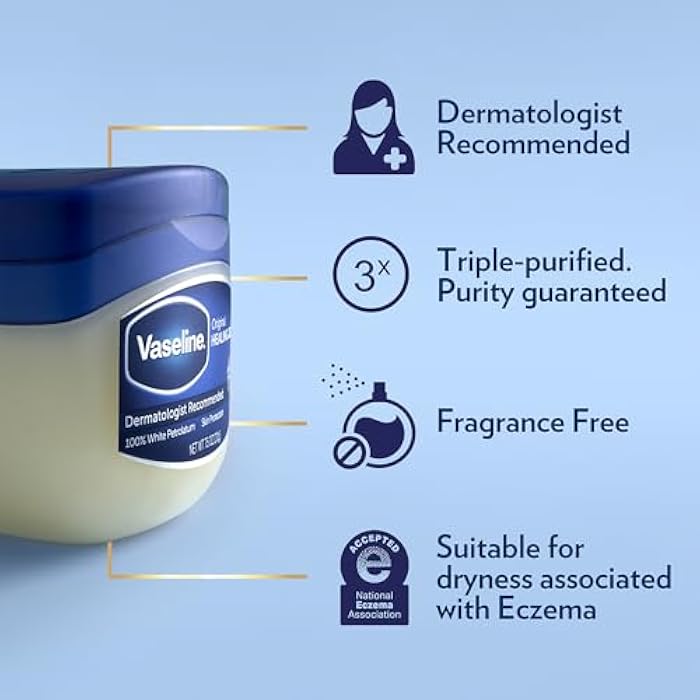Vaseline Original Healing Jelly, Skin Protectant with 100% White Petrolatum + Original Lip Therapy for Soft, Smooth Lips - Image 3